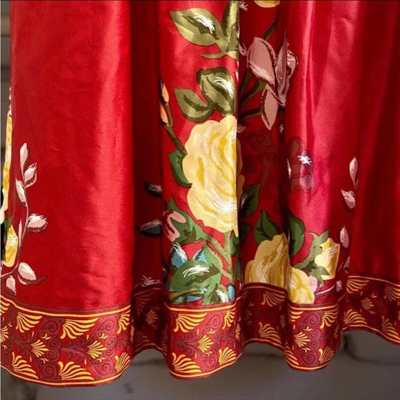 ‧₊˚❀༉ Satin Floral Dress with Yellow Accents and Beading Autumn Fall Colorful - Picture 8 of 15